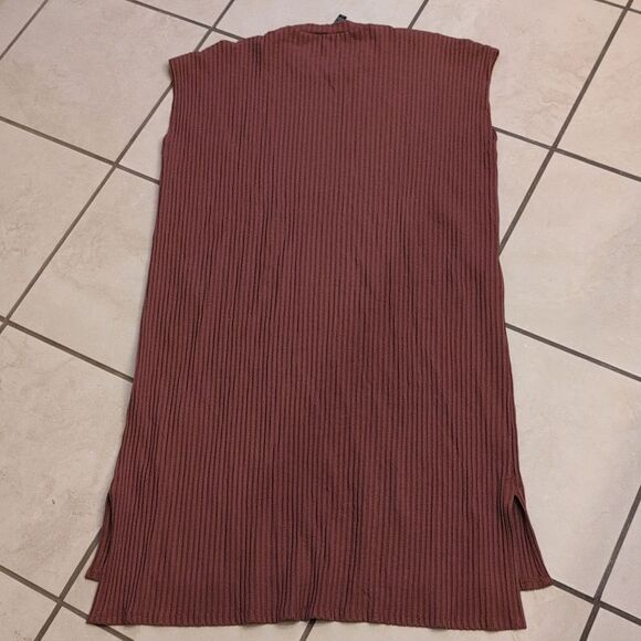 Eileen Fisher Ribbed Crew Neck Dress Terra Cotta size L - Picture 9 of 12